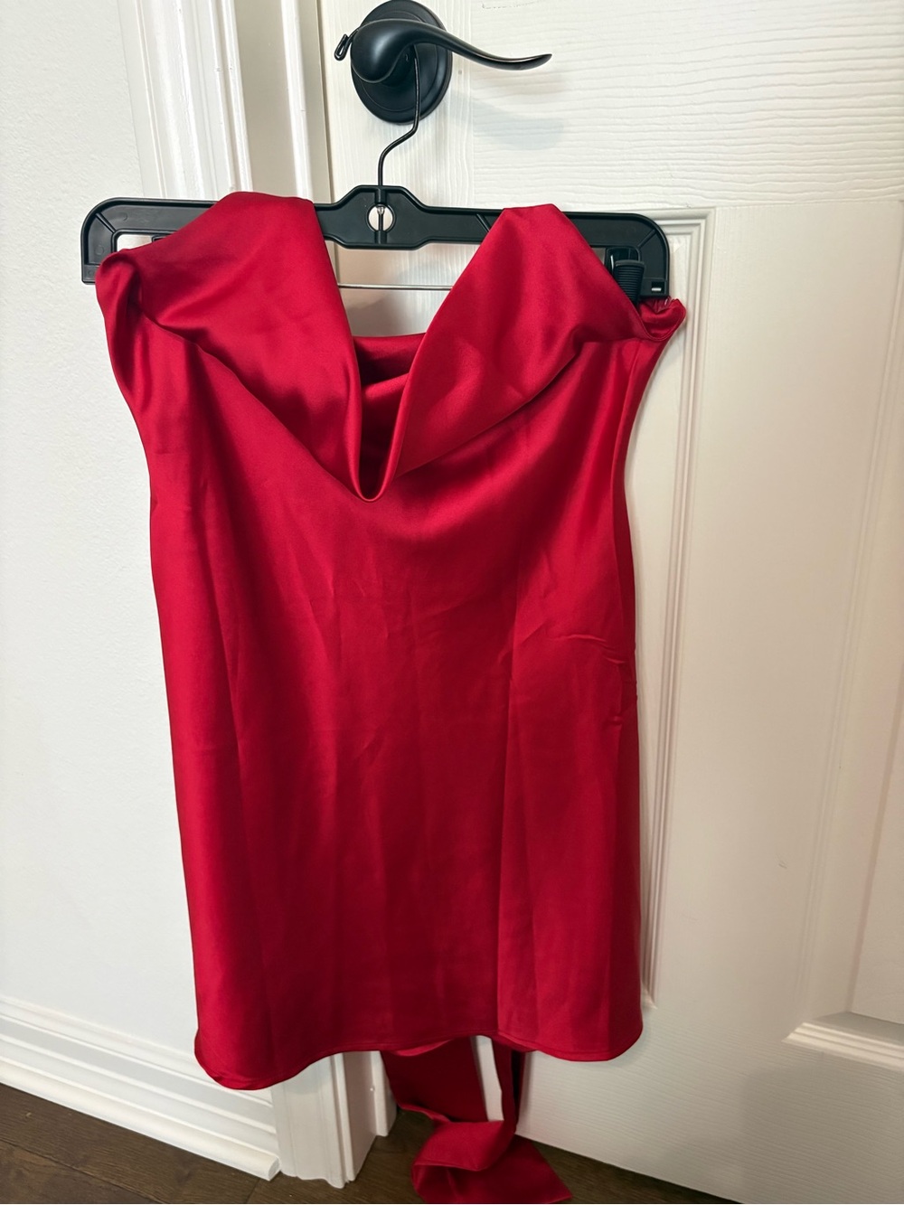 Red Satin Cowl Neck Mini Dress - Women